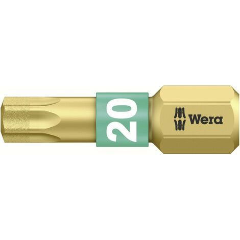 Wera Torx T20 Embout 25 mm Acier Revêtement Diamanté (1/3)