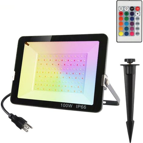 Memkey – Projecteur LED RGB 100W étanche IP66 – 16 couleurs – 4 modes – Installation flexible 360° – Éclairage intérieur et extérieur (1/4)