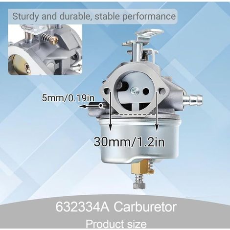 Carburateur 632334A pour Tecumseh 632110 632111 632334 632370 632536 640105 HMSK80 HMSK90 HM70 HM80 HMSK100 HSMK110 HMSK105 OHSK110 OHSK120 8 CV, 9 CV, 10 CV moteurs de souffleuse à neige (1/4)
