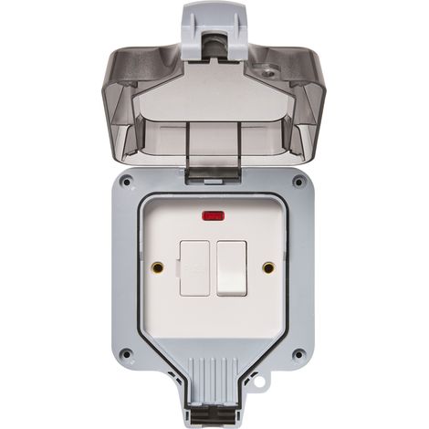 Litecraft Outdoor Fused Switch Spur 1 Gang With Red Neon Indicator - Grey (1/5)