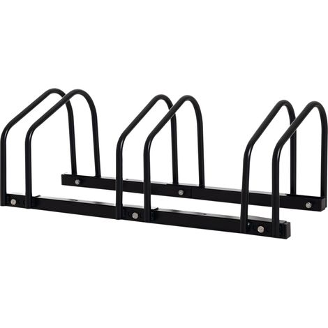 Fahrradständer für 3 Fahrräder – 65-mm-Reifenhalterung – Boden- oder Wandmontage – Für Kinder-Mountainbikes und BMX-Räder – 76 x 33 x 27 cm – Stahl – Schwarz (1/5)