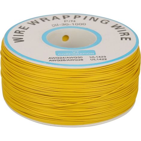 rotolo di filo che avvolge un singolo conduttore di filo di rame 30 AWG, cavo di diametro 0,25 mm (giallo) (1/5)