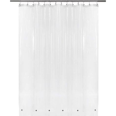 Doublure de Rideau de Douche Transparente de 208 cm de Large x 188 cm de Haut avec Crochets – 6 aimants inférieurs, PEVA imperméable, sans PVC, œillets métalliques (1/5)