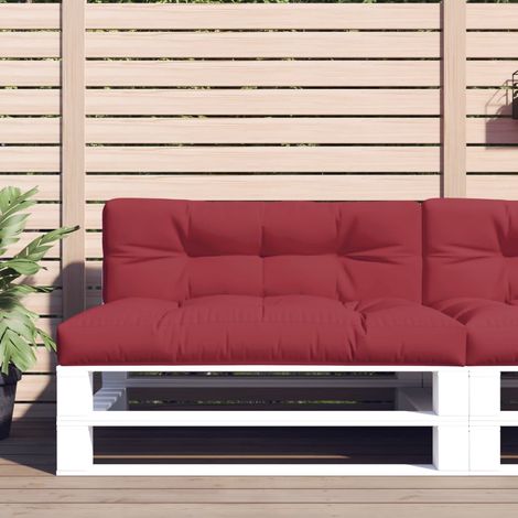 Coussins de palette lot de 2 rouge bordeaux tissu (1/5)