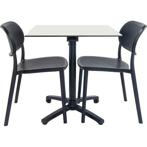 Table pliable blanche + 2 chaises pour terrasse (1/4)
