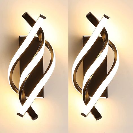 (Nero) Applique moderna a LED da 18 W, lampada da parete per interni in alluminio, luce bianca calda 3000 K, per soggiorno, corridoio, scale (2 pezzi) (1/5)
