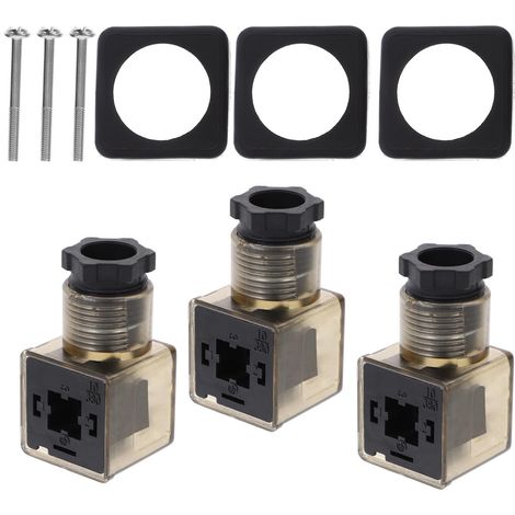 Connecteur de Vannes Solénoïdes Din 43650a 1.6, 3 Broches, LED Boîte de Jonction Brun, Ac 60-240 V, Lot de 3 Pièces, PP et (1/5)