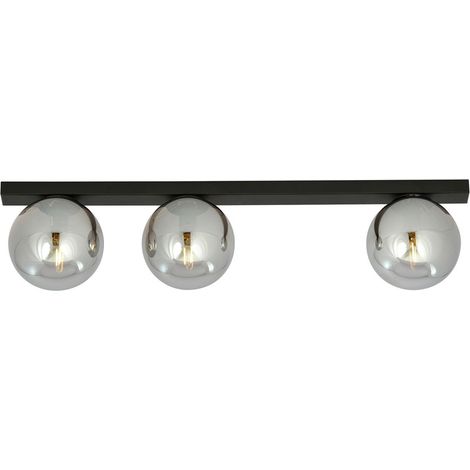 Lampada a Soffitto Fit, Acciaio verniciato a polvere, Vetro, Nero, Grigio, 70x17x14 cm (1/5)