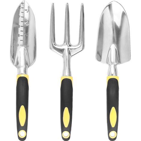 3-teiliges Gartenwerkzeug, Gartenset für Erwachsene, Gartenset aus Aluminium mit ergonomischem Griff, ideal zum Jäten, Auflockern von Erde, Umpflanzen, Pfropfen