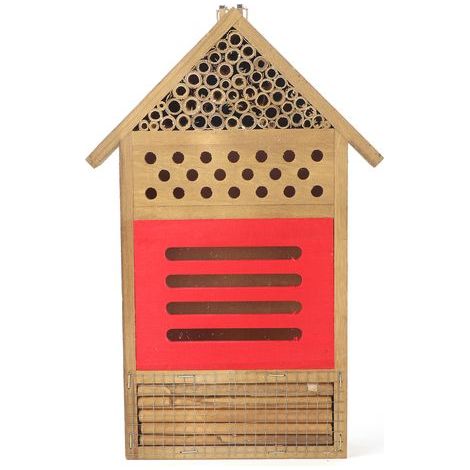 Maison abeilles insectes – 7.7" – bois – forme punaise – hôtel abri – décoration jardin (1/5)