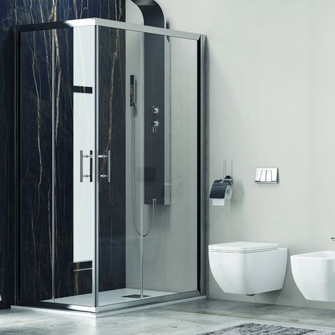Box doccia 140x70 cm angolare cristallo trasparente anticalcare KF1000 kamalu