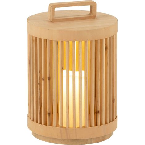 Lampe cylindrique bois naturel avec éclairage LED chaleureux - Bois naturel clair sapin (1/5)