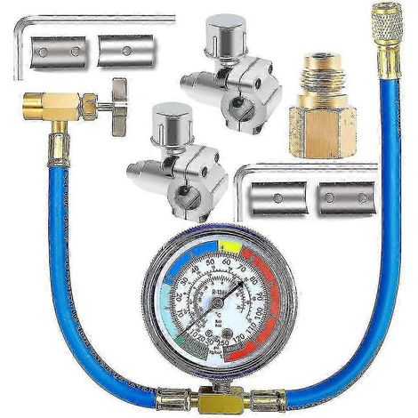 Kit de tuyau de charge de réfrigérant R134a pour réfrigérateur manomètre et vanne de purge pour tuyau de charge de réfrigérant R134a pour climatiseur (1/5)