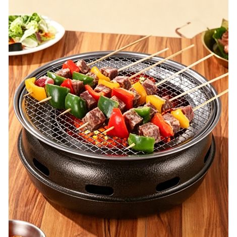 Barbecue coréen charbon de bois sans fumée surface antiadhésive facile nettoyage pour 5 à 8 personnes parfait pour repas familial (1/5)