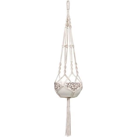 Pot De Fleur Corde Plante Cintre Macramé Jardinière Suspendue Plante Cintre Coton Pot De Fleur Suspendu Décoration Jardin Chambre Porte-Plante 105 Cm (1/5)