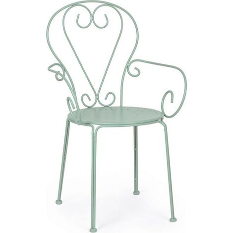 SEDIA GIARDINO ESTERNO ACCIAIO IMPILABILE AZZURRO FROSTY DESIGN VINTAGE 49X49X89