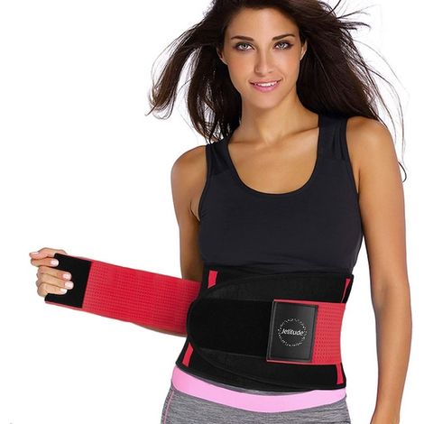 Ceinture abdominale de fitness Premium™ pour la perte de poids, le remodelage de la taille ou le soutien lombaire, en néoprène type corset avec double système de compression. Taille XXL, rouge. (1/5)