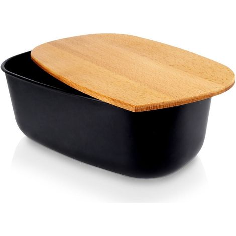 Portapane con base in bambù, nero, 39x23,5x15,5 cm (1/5)