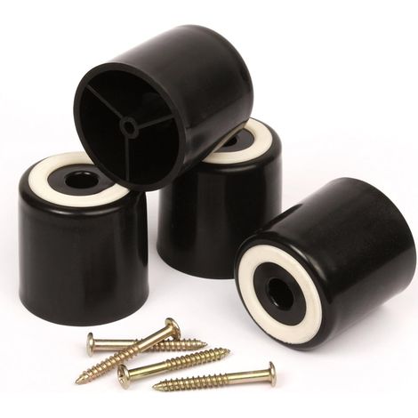 Pieds de meubles de 50 mm de haut avec patins antidérapants en caoutchouc (lot de 4) - Pieds de rechange à visser - Plastique noir (1/5)