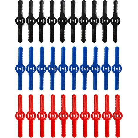 Lot de 30 lames de rechange pour têtes de coupe-bordures, lames en plastique pour tondeuses à gazon (bleu/rouge/noir) (1/5)