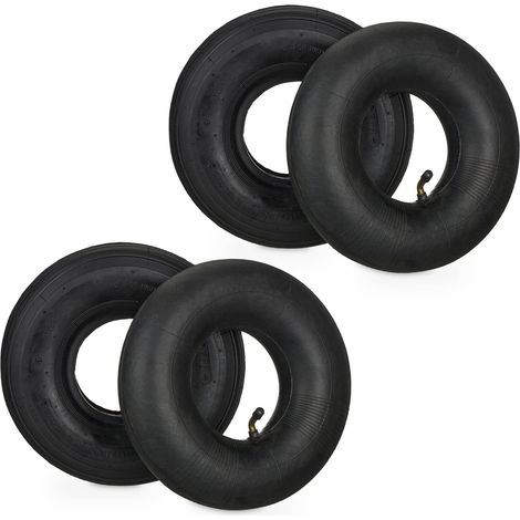 Roue brouette avec Chambre à air, Lot de 2 pneus Rechange 3.00-4 Pouces, pneumatiques, Jusqu'à 125 kg, Noire (1/5)