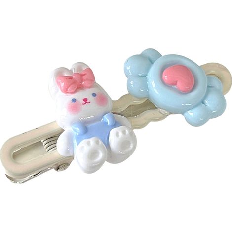 Barrette Lapin Fille Noeud Carotte Bonbon Pince à Cheveux Mignonne Accessoires Cheveux Tout Type Bleu (1/5)