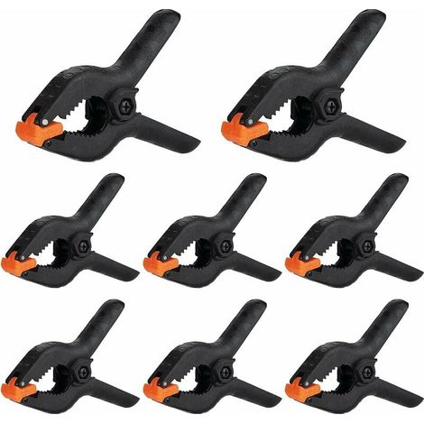 8 pinces à ressort, mâchoires réglables 24 mm, poignée ergonomique antidérapante, pour bricolage, artisanat et fonds de photos (1/5)