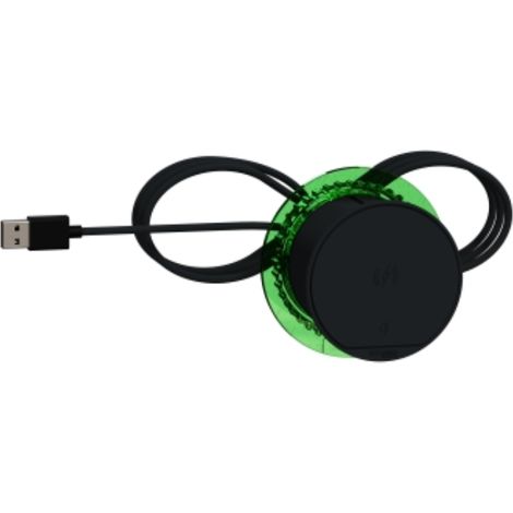 Bloc chargeur sans fil 5W anthracite à encastrer Qi IP44 avec cable 2m et fiche USB Unica System+