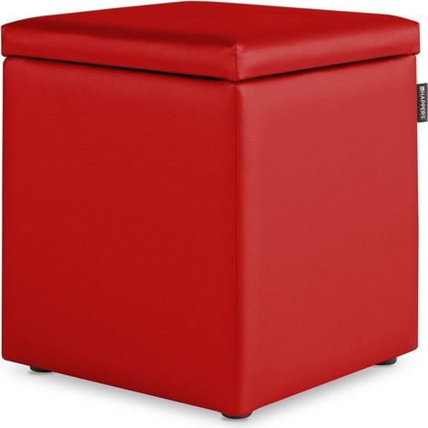 Pouf Cube Rangement Similicuir Rouge 1 UNITÉ rouge