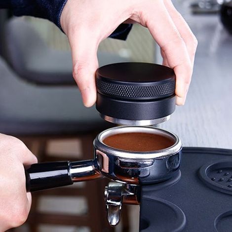 Distributeur de capsule de café réglable, en acier inoxydable, café Accessoires, pour Presse en poudre de café, Noir(51 mm) (1/5)