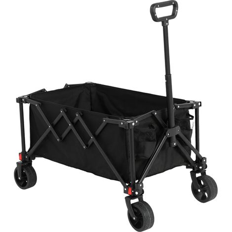 REDOM Carro plegable ruedas todoterreno asa telescópica con rebote automático, diseño desmontable acero negro