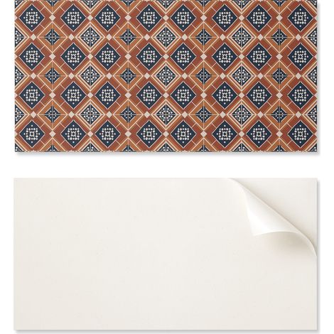 Panel de vinilo autoadhesivo para habitaci贸n juvenil, 100x50 cm, dise帽o geom茅trico en marr贸n y blanco.