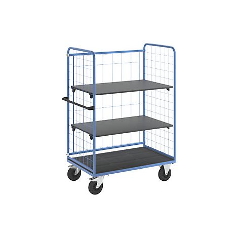 eurokraft pro  Carrello a ripiani  sponde grigliate su tre lati (1/4)