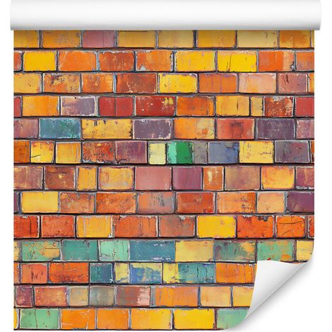 Papel pintado de pared de ladrillos coloridos dorados, fondo dorado 50x1000 cm (1/5)