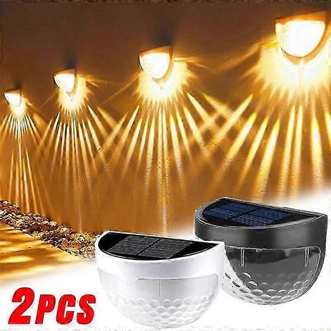 Set mit 2 wasserdichten LED-Solarleuchten für Zäune, Gärten, als Solarwandleuchten, kompatibel mit Treppen, Stufen, Zäunen, Gehwegen und anderen dekorativen Bereichen. (1/5)