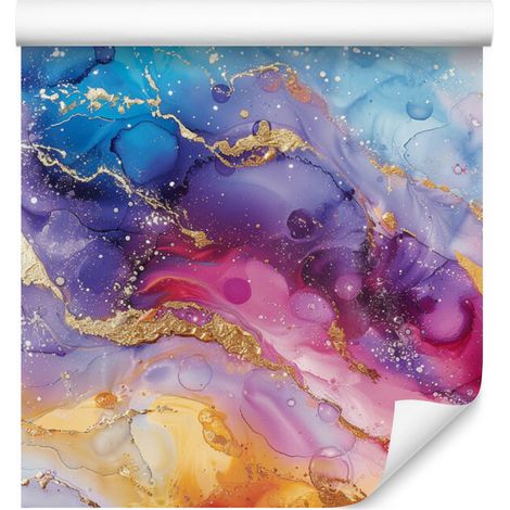 Papel pintado tinta violeta, azul, morado y azul celeste 50x1000 cm (1/5)