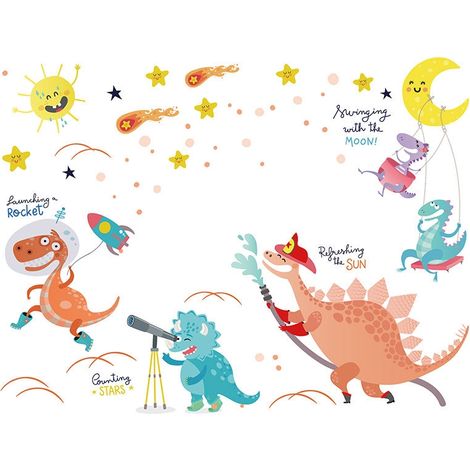 Stickers muraux dinosaures de dessin animé (Dimensions : 111 cm x 85 cm) (1/5)