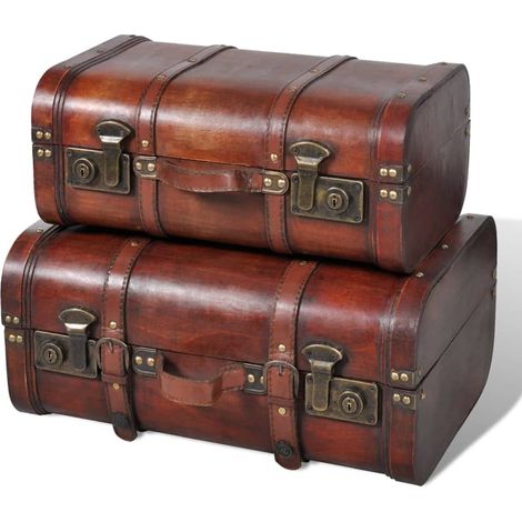 Dekokoffer aus Holz 2 Stk. Retro-Stil Braun