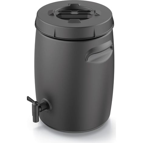 Fass zur Herstellung von organischem Dünger - 25 Liter - Kunststoff Dünger Tank 42 x 29 cm anthrazit - Kompost Behälter Düngerfass Flüssigdünger Jauche Herstellung aus Garten- und Wiesenpflanzen