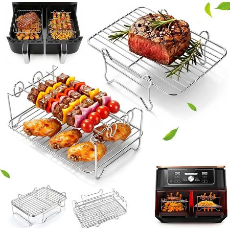 Grille Acier Inoxydable Air Fryer pour Ninja & COSORI Dual Zone 7,6L-10,4L (1/5)