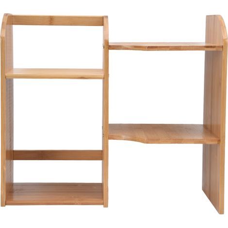 Étagère de bureau en bambou peu encombrante, petite étagère de table pour la maison et le bureau (1/5)