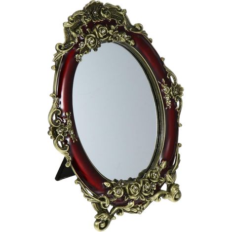 1pièce Miroir De Maquillage Vintage De Bureau Rétro Design Européen Miroir Décoratif pour Salle à Coucher Et Coiffeuse pour Application De Maquillage Et (1/5)