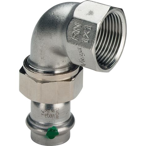 Viega Sanpress Inox 437299 15mmxRp 1/2, 90 degrés, acier inoxydable, joint plat, SC-Contur