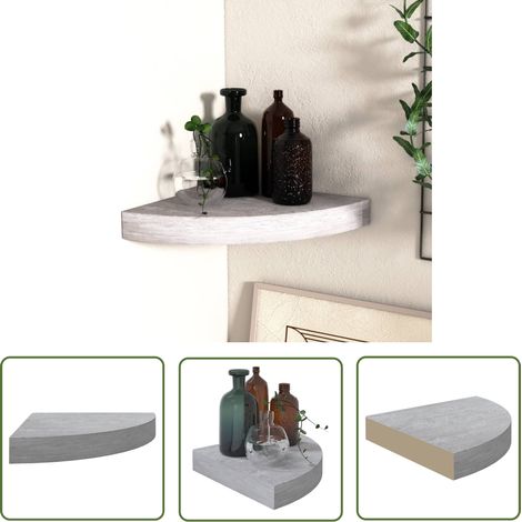 Étagère d'angle murale Gris béton 25x25x3,8 MDF (1/5)