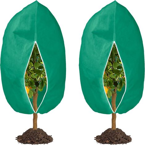 Lot de 2 protections hivernales pour plantes - 120 x 178 cm - Protection hivernale pour plantes en pot - Avec fermeture éclair - Pour palmiers - Olivier - Réutilisable - 70 g/m² (1/5)