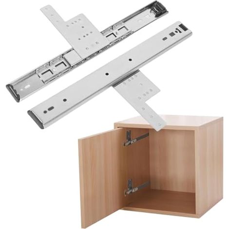 Lot de 2 rails coulissants cachés pour portes d'armoire, 30 à 65 cm, pour armoires de cuisine, guidage à billes, montage latéral, glissière de porte coulissante, 45 cm (1/5)