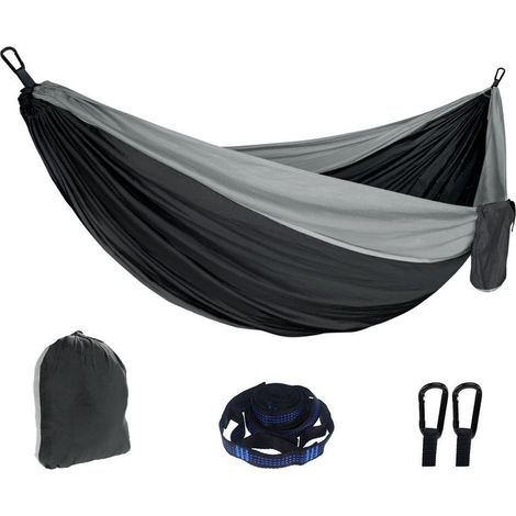 Hamac léger pour l'extérieur - Avec cordes de suspension et mousquetons en acier - Charge maximale : 100 kg (1/4)