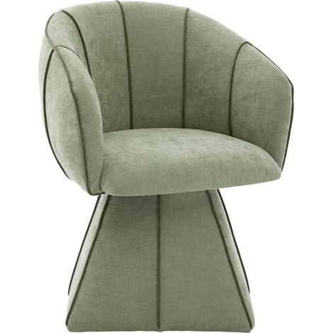 Drehstuhl in Muschelform mit Hoher Ergonomischer Rückenlehne und Breiten Armlehnen für Wohnzimmer, Chenille Oliv (1/5)