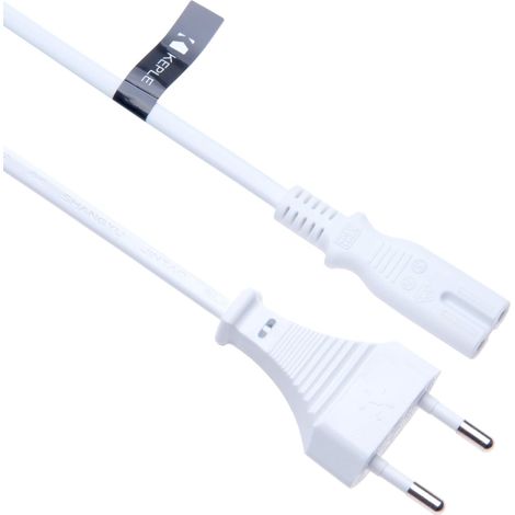 Cable Alimentation 2 Pin c7 Fiche Bipolaire Cordon Compatible avec Epson Workforce WF-2530 WF-2540 WF-2630 WF-3640 WF-545 WF-845 / Artisan 1430 837 Imprimant Euro Fig8 Figure Fig 8 Blanc (2 Mètres) (1/5)