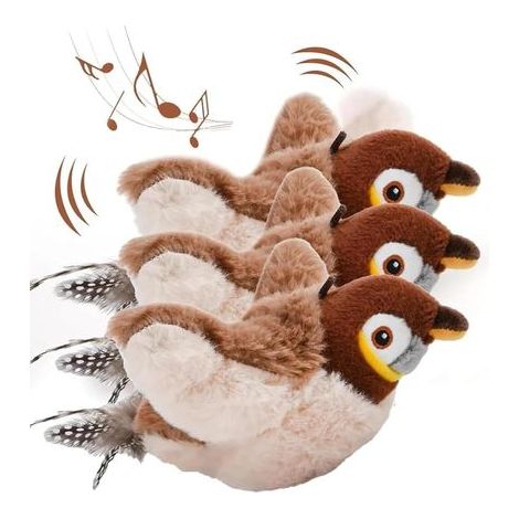 3-Piece Bird Toy Set for Cats, Plush Toys, Realistic Movement, Rechargeable, Washable, for Adult Kittens (1/5)